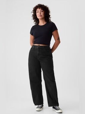 GAP Black High Rise Barrel Jeans 28/6